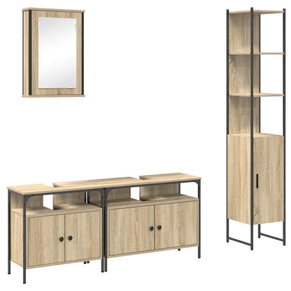 Badeværelsesmøbel Sæt 4 Pcs Sonoma-eg 33 X 33 X 185.5 Cm - Billede 2