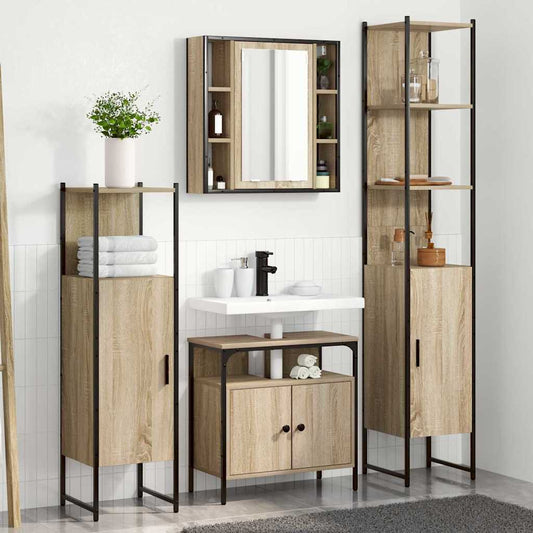Badeværelsesmøbel Sæt Andet 4 Pcs Sonoma-eg 33 X 33 X 185.5 Cm - Hovedbillede