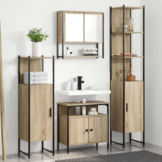 Badeværelsesmøbel Sæt 4 Pcs Sonoma-eg 33 X 33 X 185.5 Cm - Hovedbillede