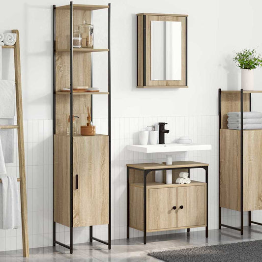 Badeværelsesmøbel Sæt 3 Pcs Sonoma-eg 33 X 33 X 185.5 Cm - Hovedbillede