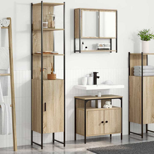 Badeværelsesmøbel Sæt Andet 3 Pcs Sonoma-eg 33 X 33 X 185.5 Cm - Hovedbillede