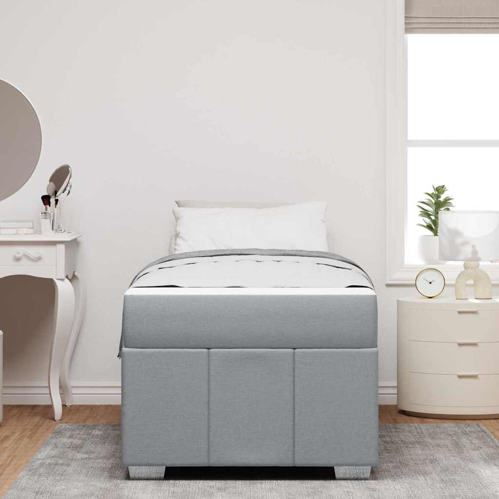 Sengestel Med Madras Lysegrå 90 X 190 Cm Stof - Billede 5