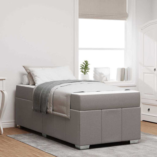 Sengestel Med Madras Gråbrun 90 X 200 Cm Stof - Hovedbillede
