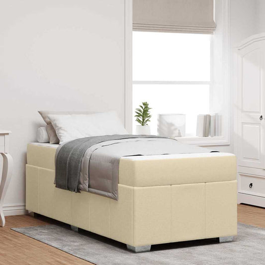 Sengestel Med Madras Creme 90 X 200 Cm Stof - Hovedbillede