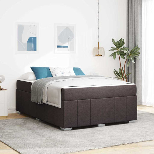 Sengestel Med Madras Mørkebrun 140 X 200 Cm Stof - Hovedbillede