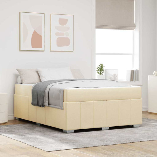 Sengestel Med Madras Creme 140 X 200 Cm Stof - Hovedbillede