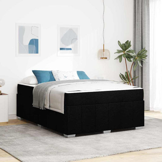 Sengestel Med Madras Sort 160 X 200 Cm Stof - Hovedbillede