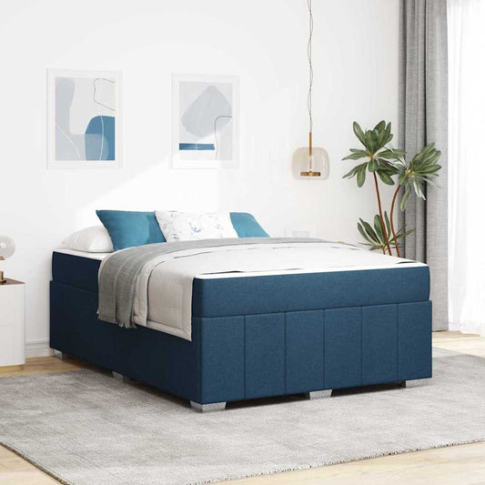 Sengestel Med Madras Blå 160 X 200 Cm Stof - Hovedbillede