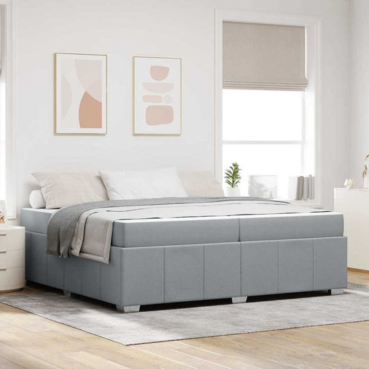 Sengestel Med Madras Lysegrå 200 X 200 Cm Stof - Hovedbillede
