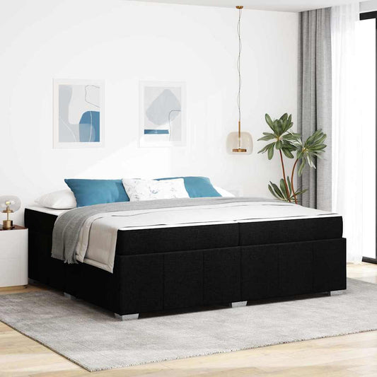 Sengestel Med Madras Sort 200 X 200 Cm Stof - Hovedbillede