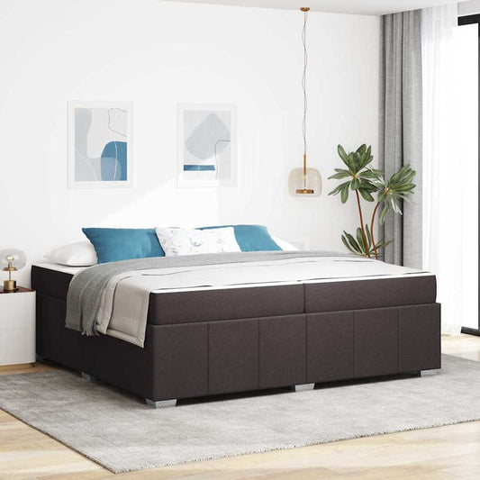Sengestel Med Madras Mørkebrun 200 X 200 Cm Stof - Hovedbillede