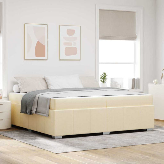 Sengestel Med Madras Creme 200 X 200 Cm Stof - Hovedbillede