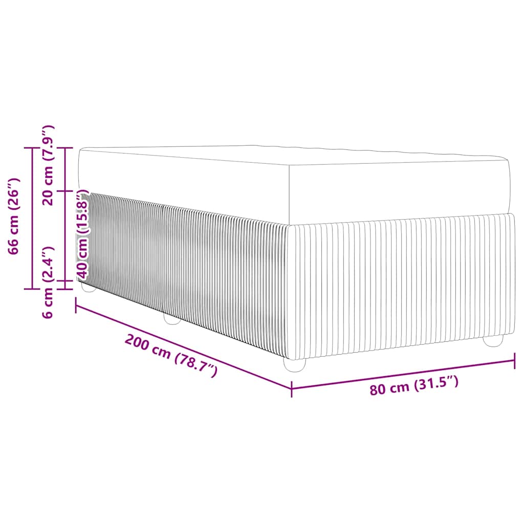 Sengeramme Med Madras Med Madras Gråbrun 80 X 200 Cm Stof - Billede 12