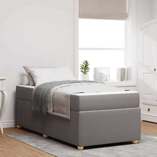 Sengeramme Med Madras Med Madras Gråbrun 90 X 190 Cm Stof - Hovedbillede