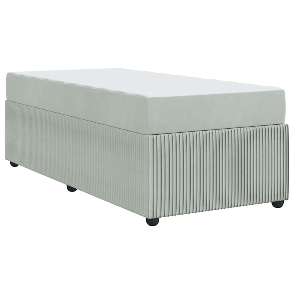 Sengeramme Med Madras Med Madras Lysegrå 90 X 190 Cm Fløjl - Billede 9