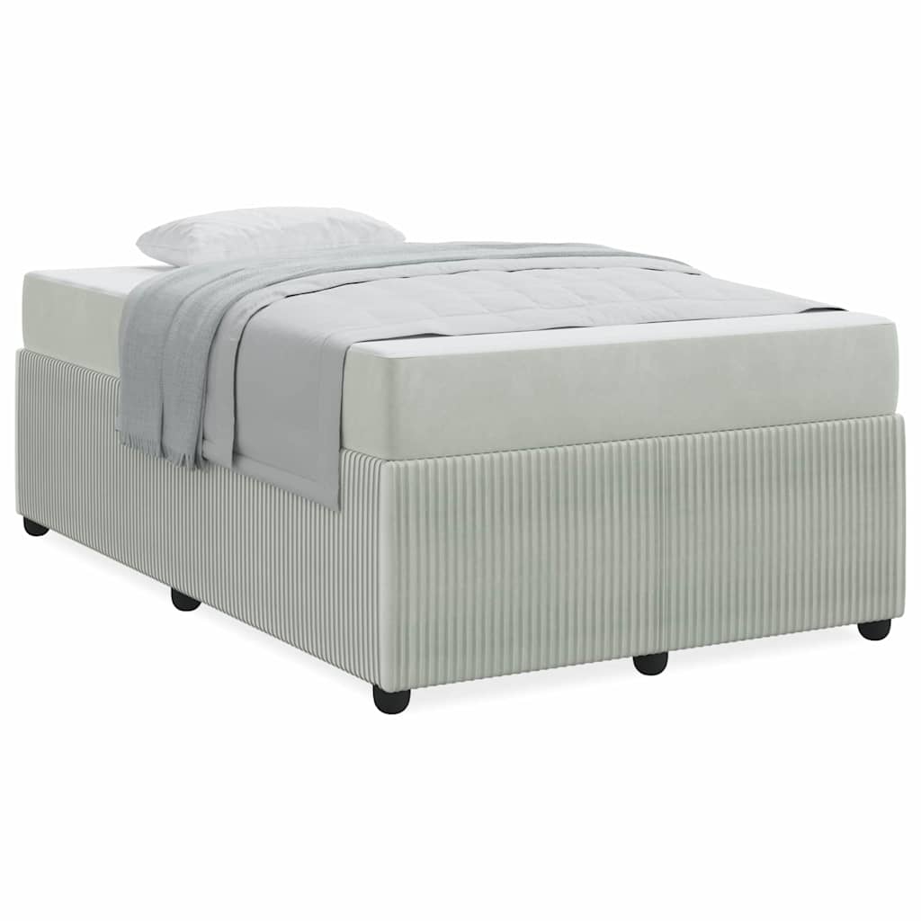 Sengeramme Med Madras Med Madras Lysegrå 120 X 190 Cm Fløjl - Billede 4