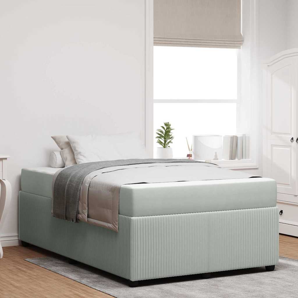 Sengeramme Med Madras Med Madras Lysegrå 120 X 200 Cm Fløjl - Hovedbillede