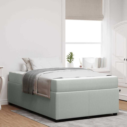 Sengeramme Med Madras Med Madras Lysegrå 120 X 200 Cm Fløjl - Hovedbillede