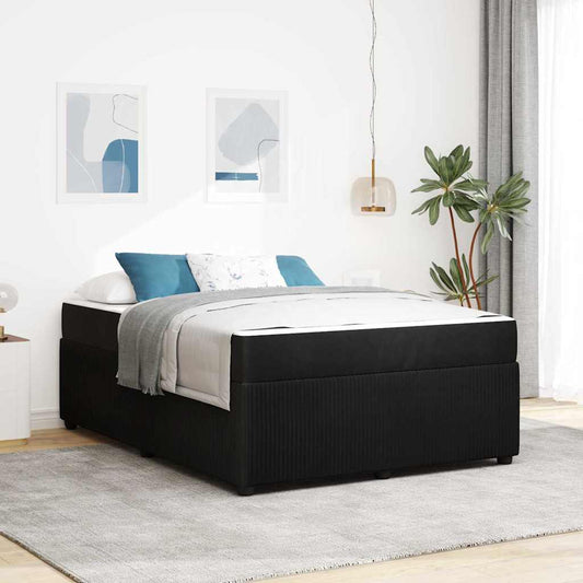 Sengeramme Med Madras Med Madras Sort 140 X 200 Cm Fløjl - Hovedbillede