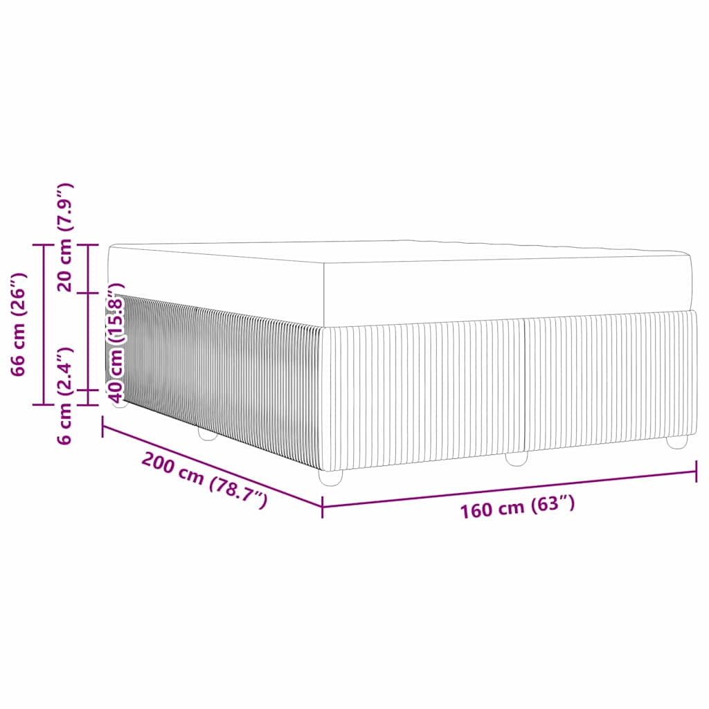 Sengeramme Med Madras Med Madras Sort 160 X 200 Cm Stof - Billede 12