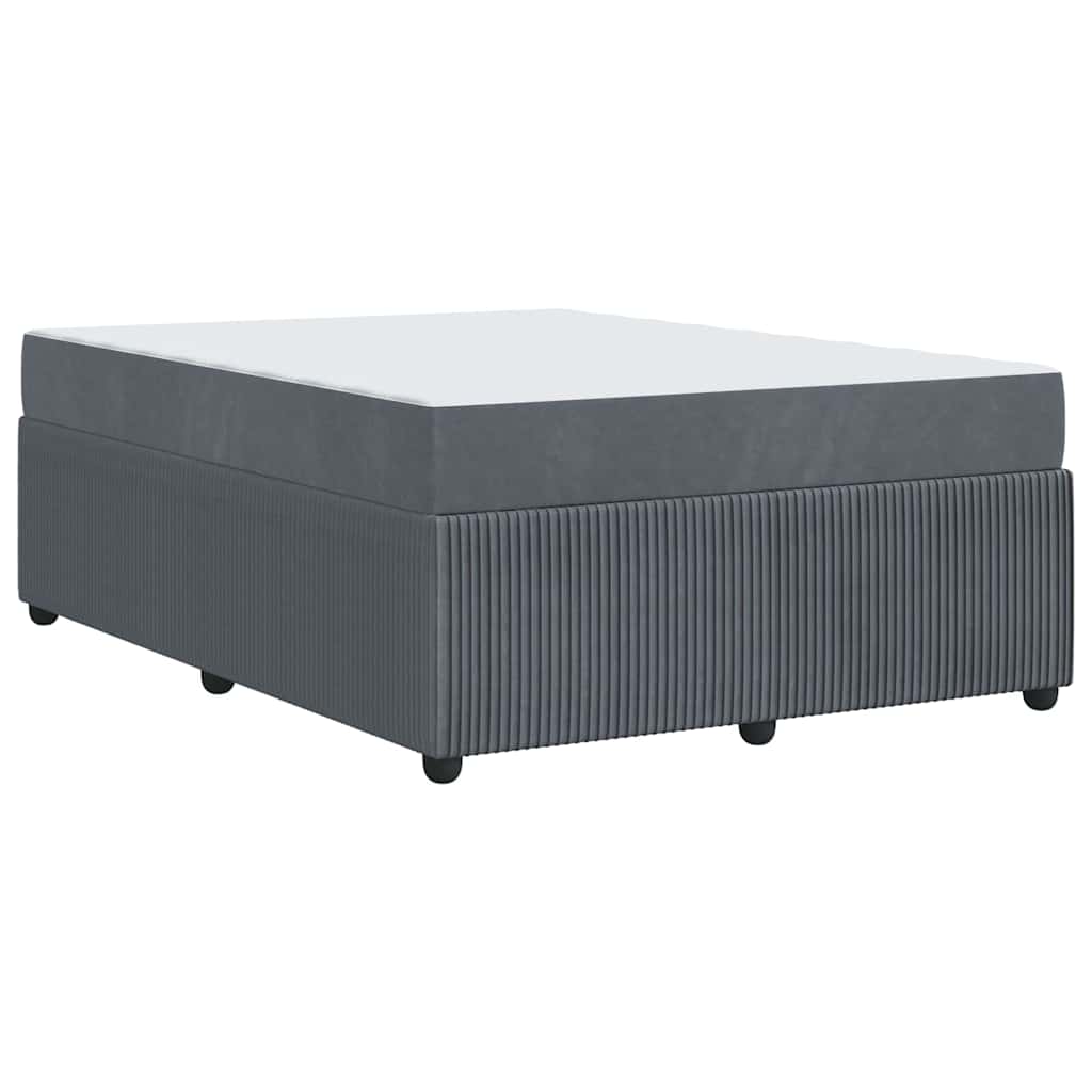 Sengeramme Med Madras Med Madras Mørkegrå 160 X 200 Cm Fløjl - Billede 9