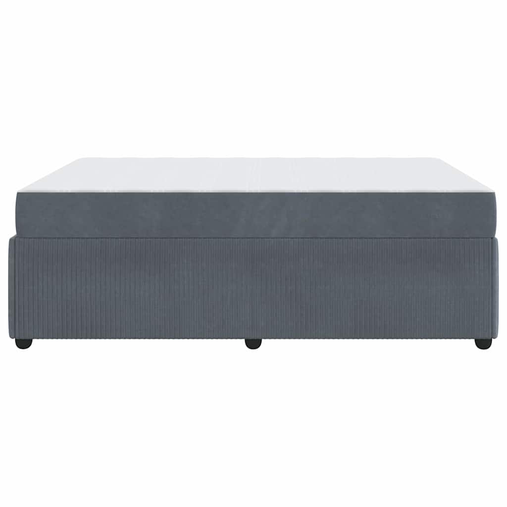 Sengeramme Med Madras Med Madras Mørkegrå 160 X 200 Cm Fløjl - Billede 8