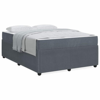 Sengeramme Med Madras Med Madras Mørkegrå 160 X 200 Cm Fløjl - Billede 4