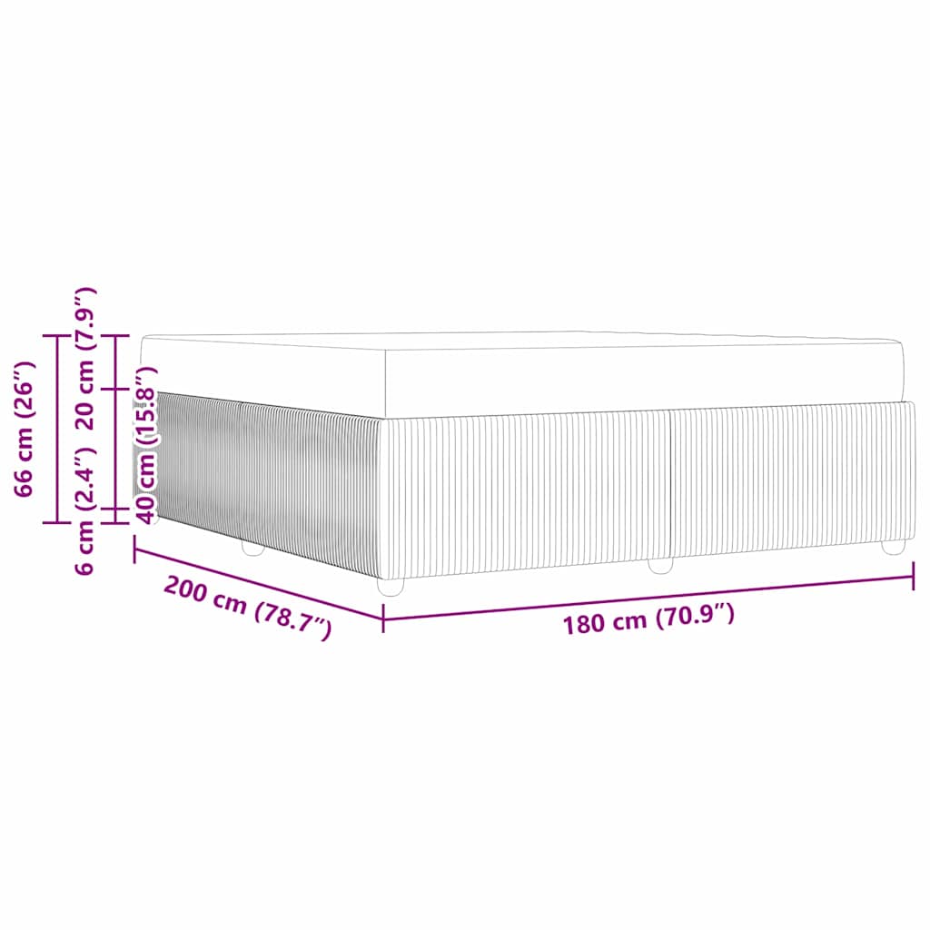 Sengeramme Med Madras Med Madras Lysegrå 180 X 200 Cm Stof - Billede 12