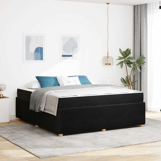 Sengeramme Med Madras Med Madras Sort 180 X 200 Cm Fløjl - Hovedbillede