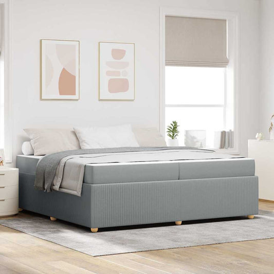 Sengeramme Med Madras Med Madras Lysegrå 200 X 200 Cm Stof - Hovedbillede
