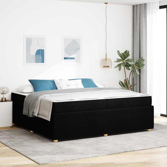 Sengeramme Med Madras Med Madras Sort 200 X 200 Cm Stof - Hovedbillede