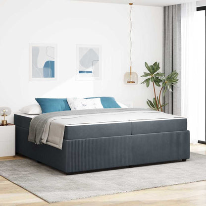 Sengeramme Med Madras Med Madras Mørkegrå 200 X 200 Cm Fløjl - Hovedbillede