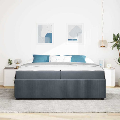 Sengeramme Med Madras Med Madras Mørkegrå 200 X 200 Cm Fløjl - Billede 4