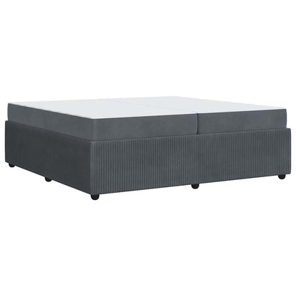 Sengeramme Med Madras Med Madras Mørkegrå 200 X 200 Cm Fløjl - Billede 2