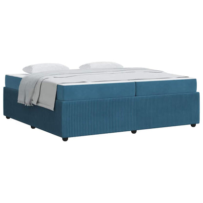 Sengeramme Med Madras Med Madras Blå 200 X 200 Cm Fløjl - Billede 3