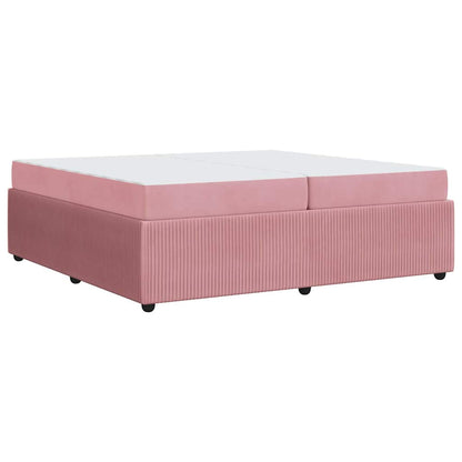 Sengeramme Med Madras Med Madras Lyserød 200 X 200 Cm Fløjl - Billede 2