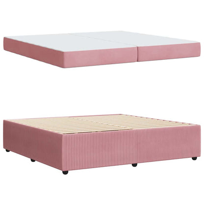 Sengeramme Med Madras Med Madras Lyserød 200 X 200 Cm Fløjl - Billede 5