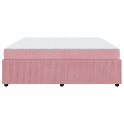 Sengeramme Med Madras Med Madras Lyserød 200 X 200 Cm Fløjl - Billede 7
