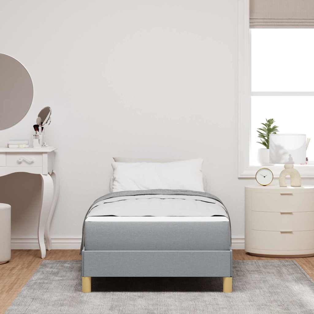 Box Spring Seng Med Madras Lysegrå 80 X 200 Cm Stof - Billede 5
