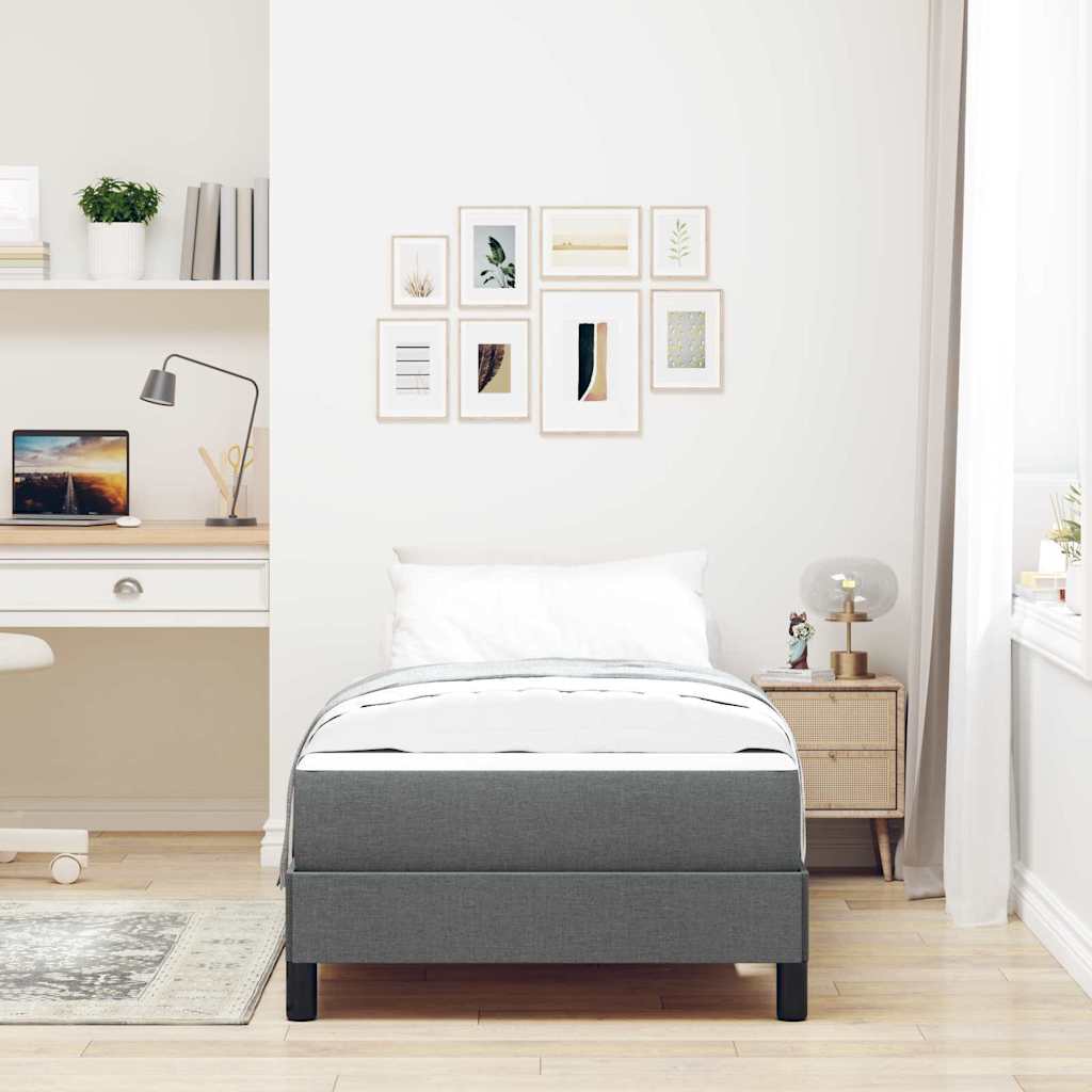 Box Spring Seng Med Madras Mørkegrå 80 X 200 Cm Stof - Billede 5