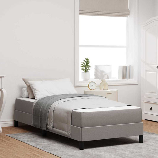 Box Spring Seng Med Madras Gråbrun 80 X 200 Cm Stof - Hovedbillede
