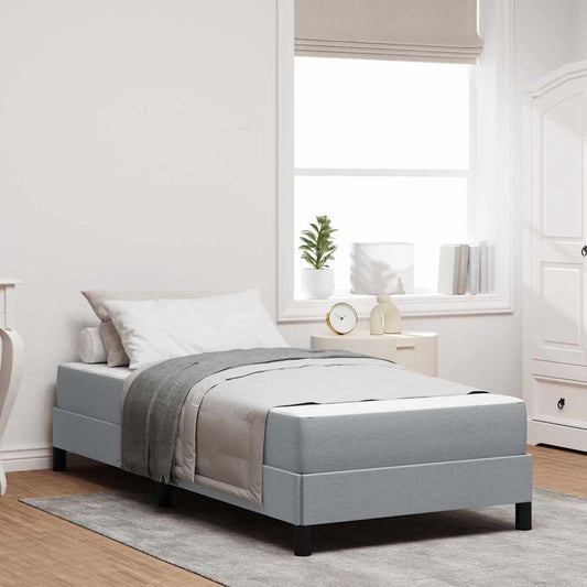 Box Spring Seng Med Madras Lysegrå 90 X 190 Cm Stof - Hovedbillede