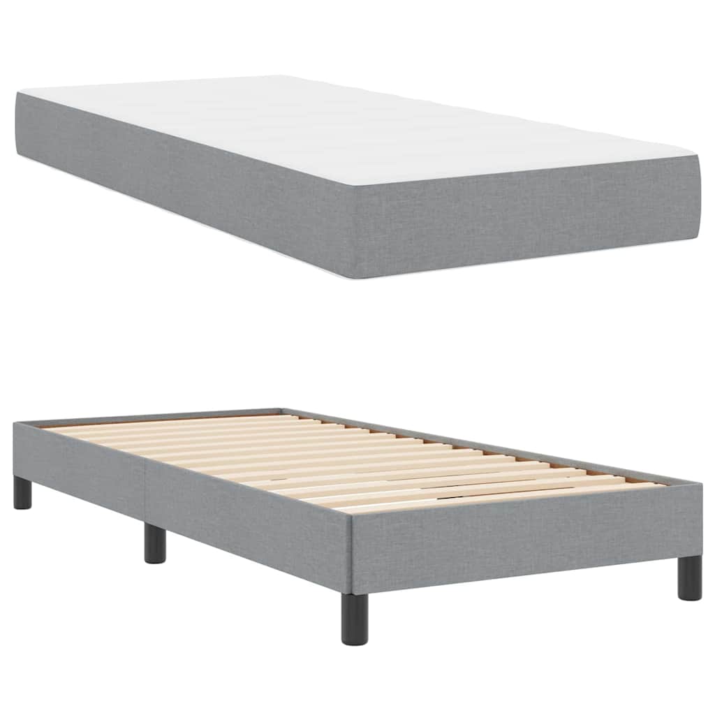 Box Spring Seng Med Madras Lysegrå 90 X 190 Cm Stof - Billede 2