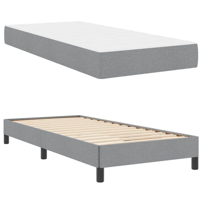 Box Spring Seng Med Madras Lysegrå 90 X 190 Cm Stof - Billede 2