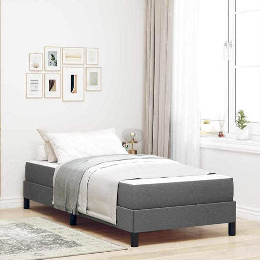 Box Spring Seng Med Madras Mørkegrå 90 X 200 Cm Stof - Hovedbillede