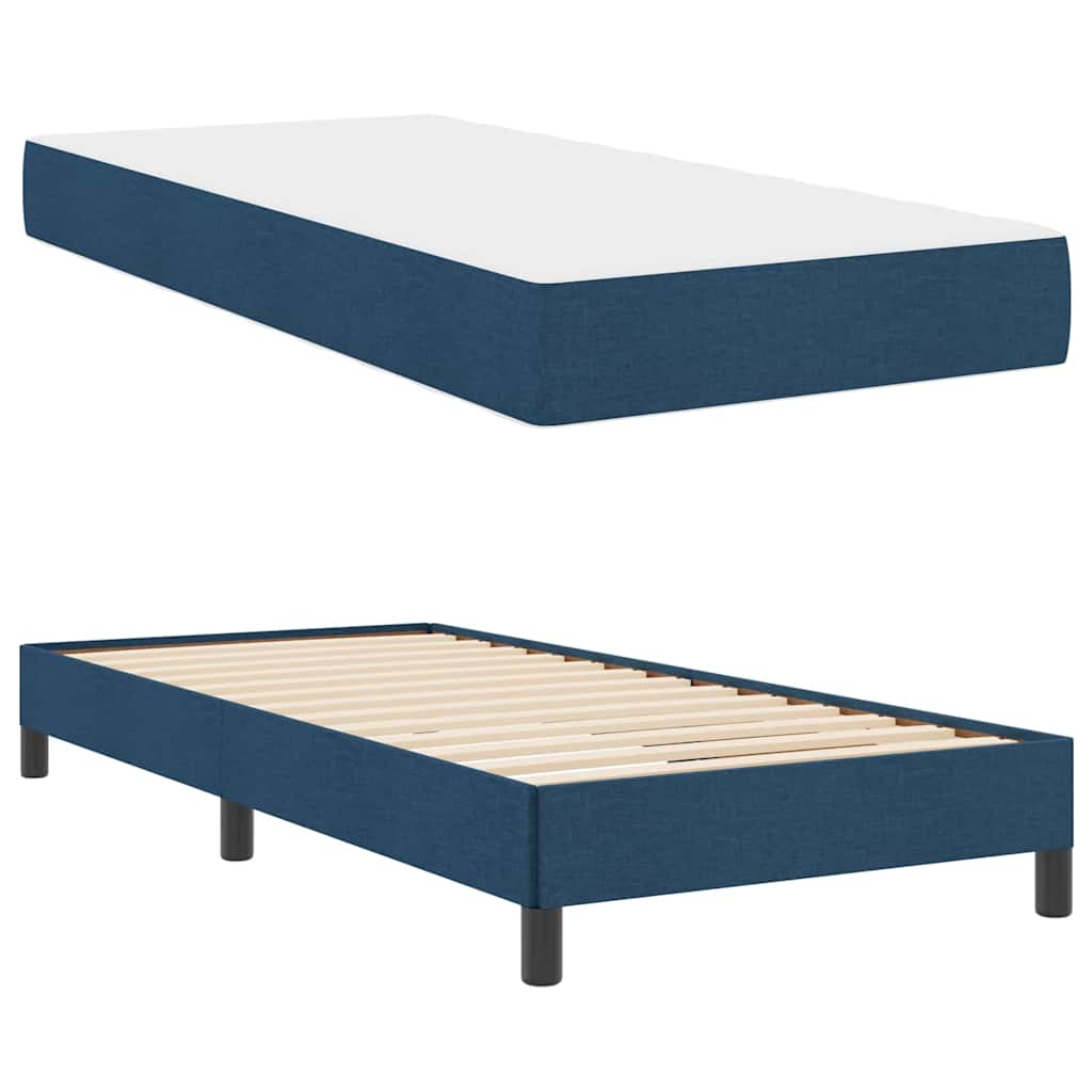 Box Spring Seng Med Madras Blå 90 X 200 Cm Stof - Billede 6