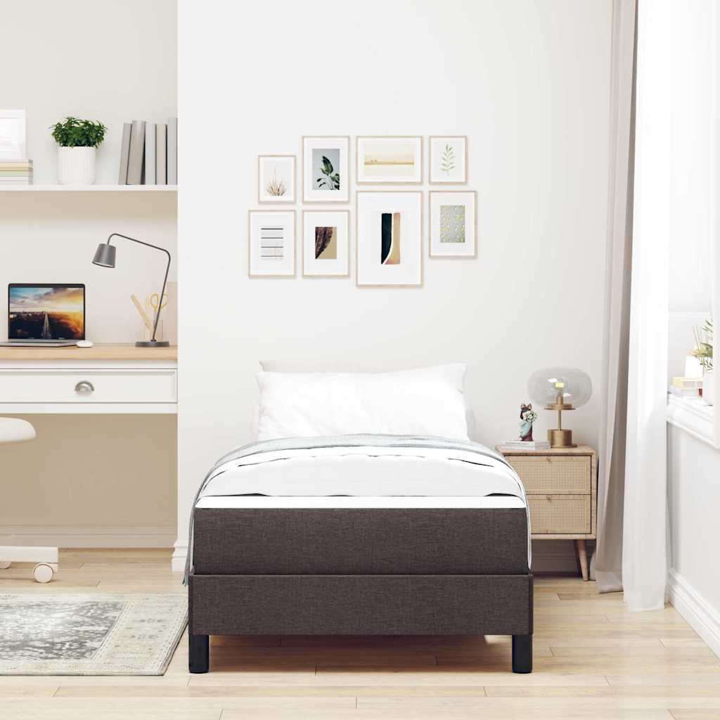 Box Spring Seng Med Madras Mørkebrun 100 X 200 Cm Stof - Billede 5