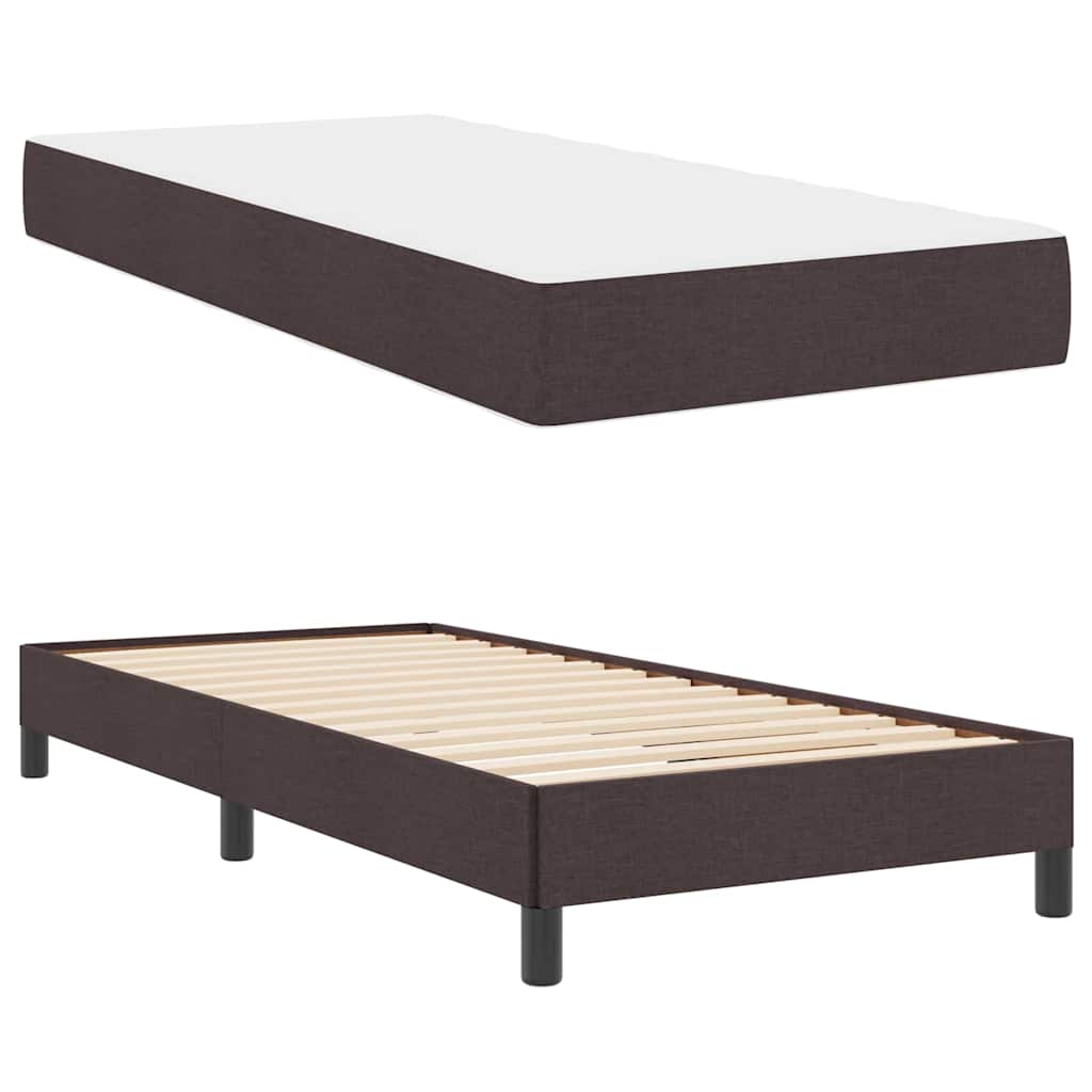 Box Spring Seng Med Madras Mørkebrun 100 X 200 Cm Stof - Billede 6