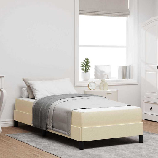 Box Spring Seng Med Madras Creme 100 X 200 Cm Stof - Hovedbillede