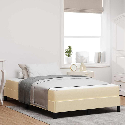Box Spring Seng Med Madras Creme 120 X 190 Cm Stof - Hovedbillede